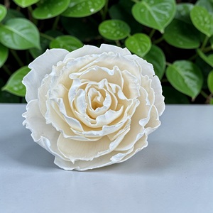 Flores de Madera Sola Hechas a Mano, Sostenibles, Clásicas, Color Marfil, Tamaño: 8.5 CM, Varilla de Fibra de Planta de Sesbania de Tailandia - Product Image 4