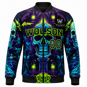 Chaqueta Bomber Sublimada al por Mayor de Wilson Industry, Manga Larga, Personalizada, de Forro Polar, Ecológica, de Secado Rápido y Transpirable para Gimnasio - Product Image 1