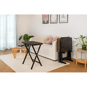 XL Oversized <b>Folding</b> <b>Tray</b> <b>Table</b> Set of 4 with Rack Black Dining Room Furniture - Product Image 3