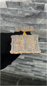 Joyería Hip Hop, Letras 3D Completamente Cubiertas de Diamantes, Colgante Personalizado de Plata de Ley 925 con Moissanita Baguette, Unisex, para Fiestas - Product Image 4