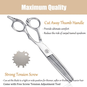 Harbor Industry Japanese Steel Notch Cut <b>Thinning</b> Scissor <b>Mirror</b> Polish Barber Hairdressing Tool 6 Inch Right-Handed Long Handle - Product Image 4
