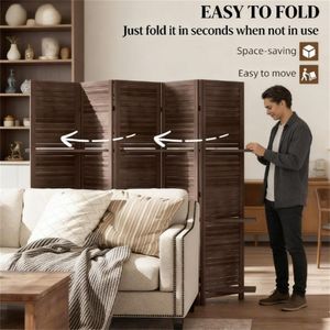 Paravento Pieghevole in Legno di Noce e Divisorio per Stanza, Schermo Privacy per Camera da Letto - Product Image 4