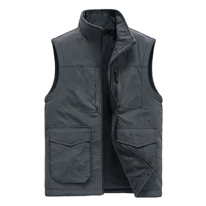 High Quality 100% Nylon 100% Polyester Fleece Reversible Thermal Insulated Sleeveless Zipper Pocket Outdoor Media <b>Vest</b> For <b>Men</b> - Product Image 3