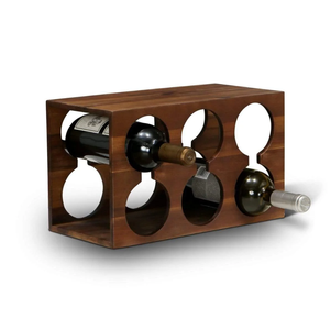 Estante de vino de madera de acacia premium, estilo rústico, de 2 niveles, para mostrador, despensa, cocina, bar, pub, de Vietnam. - Product Image 1