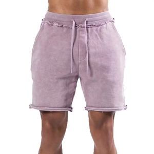 Shorts Jogger Homme en Coton Molletonné French Terry, Effet Délavé Acide et Vieilli, avec Cordon de Serrage et Logo Personnalisé, Style Décontracté, Sport et Streetwear - Product Image 1