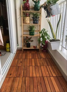 Kanhome Vente en gros Carreaux de terrasse en bois à 4 lattes de 19mm d'épaisseur pour jardin extérieur, chemin, piscine, balcon, décor-Usine - Product Image 4