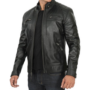 Chaqueta de cuero para hombre, estilo motociclista, corte ajustado, abrigo corto con solapa, chaqueta de PU, abrigo cortavientos con cremallera para otoño, ropa para hombre - Product Image 4