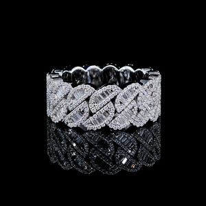 แหวนค็อกเทลเพชรโมอิสซาไนต์เงินแท้ 925 ยี่ห้อ KIVORA JEWELS ประดับเพชรทรงบาแกตต์แบบฝังหนามเตย สำหรับทั้งชายและหญิง สไตล์ฮิปฮอป เหมาะสำหรับเป็นของขวัญในงานปาร์ตี้ - Product Image 3