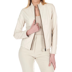 Women's PU Leather Moto Jacket Stand Collar Full Sleeve Zipper Closure Solid Color Autumn Wear - Product Image 4