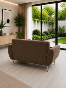 Sofá Esmeralda Minimalista 221 ROMA, Conjunto de Asientos Marrones, Patas de Acero Inoxidable, Diseño Moderno, Ecológico, Tela Personalizada, Sala de Estar - Product Image 4