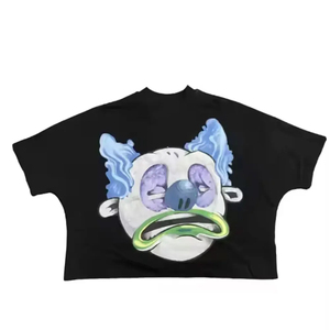 Trending Custom Screen Printing Cartoon Design Crop T-Shirt Short Sleeve O-Neck Regular Fit 100% Cotton Jersey Casual Streetwear - Product Image 1