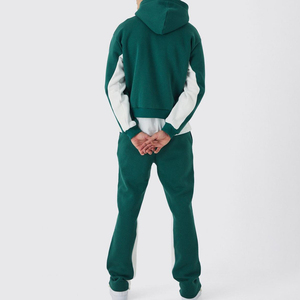 Mens Winter Zipper Tracksuit 100 percent Cotton Breathable Quick Dry Hooded Collar Solid Pattern Midweight Fashion Street Set - Product Image 2