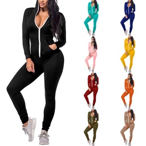 Mono rosa con capucha para mujer, sin mangas, largo completo, con cremallera frontal, ajuste regular, ropa casual de yoga, cintura alta, transpirable, de punto. - Product Image 5