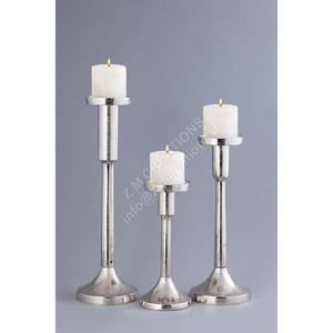 Ensemble de supports à bougies en métal pour mariages, Noël, design moderne, haute qualité, résistant à la chaleur, support argenté, décoration de table faite à la main - Product Image 1