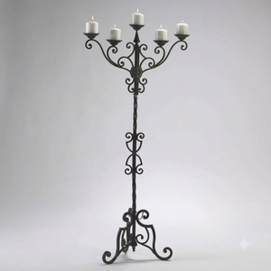 Candelabro de Hierro Forjado Hecho a Mano KHP, Antiguo, Resistente a la Intemperie, Sin Electricidad, Centro de Mesa de Lujo - Product Image 1