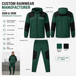 Chaqueta Deportiva Impermeable con Capucha para Hombre, Combinación de Colores Personalizada, Diseño de Paneles con Mangas Raglán, Tejido Softshell Cortavientos, OEM, para Camping - Product Image 3