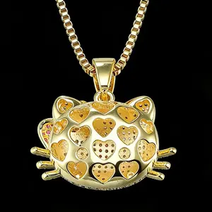 Joyería Moderna para Mujer, Diseño de Lazo Rosa con Incrustaciones de Diamantes, Plata de Ley 925, Moissanita, Colgante Hello Kitty Estilo Hip Hop - Product Image 4