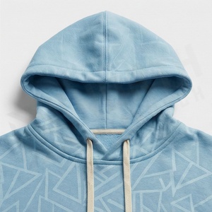 Ensemble de survêtement unisexe bleu clair à capuche avec motif géométrique, sweat-shirt et pantalon décontractés longs avec cordon de serrage et poches, idéal pour l'automne - Product Image 4