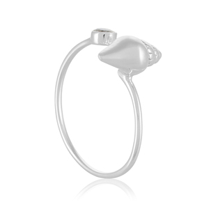 Bague en argent sterling 925 en forme de coquillage – Bijou côtier ajustable avec pierre précieuse - Product Image 3