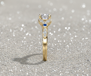 Anillo de Compromiso con Diamante Cultivado en Laboratorio Stonewels, Corte Central con Diamantes Florales Laterales, Oro Rosa de 14K, Anillo Nupcial de Lujo Certificado - Product Image 4