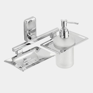 Pompe à savon murale élégante en acier inoxydable, design contemporain en métal - Product Image 4