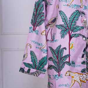 Conjunto de Pijama de Mujer con Rayas Verticales Florales, Ropa de Dormir de Algodón, Elegante Traje de Noche a Rayas, Camisa y Pantalones de Secado Rápido, Largo Completo - Product Image 4