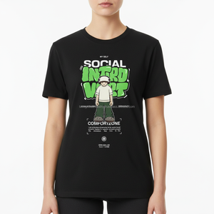 T-shirt à épaules tombantes noir surdimensionné imprimé personnalisé OEM en gros - Product Image 5
