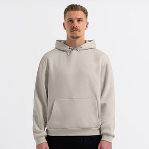 High Quality Snap Button Collar No <b>String</b> 400gsm Cotton Pull Over Custom logo Men Blank Hoodie Set - Product Image 1