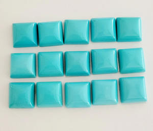 Turquoise naturelle de qualité supérieure, forme carrée, cabochon 7x7 mm, pierre en vrac pour bijoux faits main et artisanat - Product Image 4
