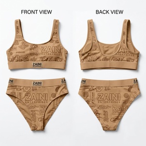 Women <b>Bikini</b> <b>Set</b> Premium 100% Polyester 240 GSM Regular Fit <b>Blue</b> High Waist Plunge Neck Solid Digital Print Front Logo Removable - Product Image 1