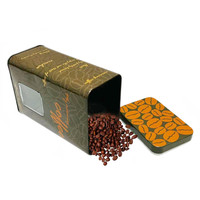 Produits en fer blanc personnalisés en usine Boîte métallique rectangulaire Emballage de boîte de conserve de café avec fenêtre transparente