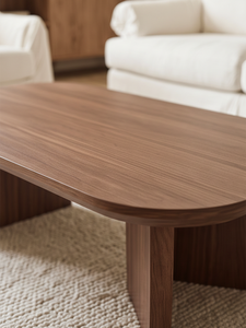 Modern Wooden Coffee <b>Table</b> with Asymmetrical Panel Legs for Living Room Home Apartment - Product Image 6