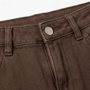 Jupe crayon en jean taille haute pour femme, couleur unie, longueur genou, style décontracté avec poches et ourlet effiloché - Product Image 4