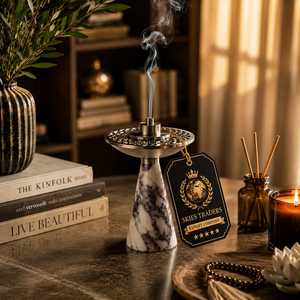 Ensemble de brûleurs d'encens de luxe en marbre et métal, encensoir en laiton filigrané Skies Traders, brûleur de Bakhoor arabe, décoration d'intérieur - Product Image 3