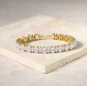 Real Moissanite Tennis Bracelet Silver Plated Marquise Cut Sparkling Claw Setting Wrist Chain Party Wedding Jewelry <b>Gift</b> Unisex - Product Image 2