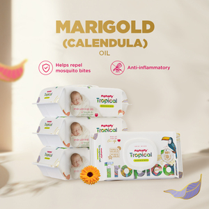 MAMAMY TROPICAL Lingettes humides de protection contre les éruptions cutanées 200mmx150mm, à la phosphatide de coco, pour le nettoyage doux de la peau de bébé, non tissées, 80 lingettes - Product Image 6