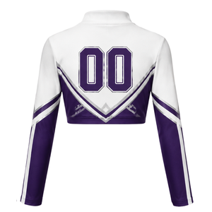Maillot de cheerleading sublimé violet et blanc à manches longues – Haut de performance athlétique pour l'entraînement, la pratique et les compétitions - Product Image 2