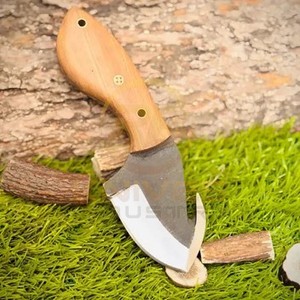 Couteau de camping à lame fixe en acier au carbone, forme pied de mouton, manche en bois, bord biseauté, outil de survie en plein air - Product Image 4