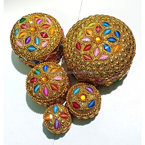 Caja de joyería multicolor con cuentas, juego de 5 piezas, hecha a mano, decorativa para mesa, para anillos, pendientes, caja india para bisutería. - Product Image 4