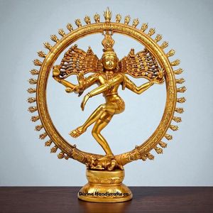 Escultura de Shiva Nataraja en Latón Multicolor, Figura Metálica Hecha a Mano, Decoración Religiosa para Mesa, Adorno para el Hogar - Product Image 2