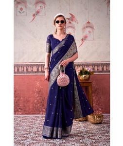 Indian Stunning Printed with Zari Weaving Work Elegant Saree for Festive Party and Wedding Occasion for Women Fancy Wear - Product Image 1