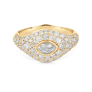 Yellow <b>Gold</b> Diamond <b>Cocktail</b> <b>Ring</b> Marquise Cut Women's Luxury Fine Jewelry - Product Image 1