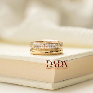 Bague large tendance en diamant de laboratoire pour femme, bijoux de créateur contemporains pour le quotidien - Product Image 3