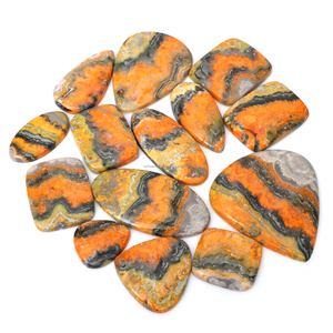 Natural Yellow Bumble Bee Jasper Flat Back Cut Polished Loose Gemstone Cabochon for Silver Brass Jewelry Making - Product Image 5