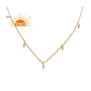 สร้อยคอประดับอัญมณีสีเงินสเตอร์ลิง18K ประดับจี้อัญมณีสีรุ้งธรรมชาติชุบทอง18K จากผู้ผลิต - Product Image 6