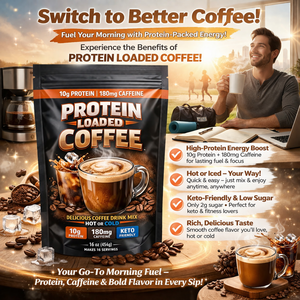 <strong>Protein</strong> Loaded Coffee <strong>Powder</strong> 10g <strong>Protein</strong> 180mg Caffeine Keto Friendly Low Sugar Hot Or Cold Energy Drink Mix Dietary Supplement - Product Image 1