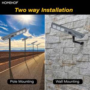 Lampe solaire de rue Homehop, étanche, 600W, avec détecteur de mouvement, 135 LED, télécommande, blanc froid, aluminium - Product Image 3