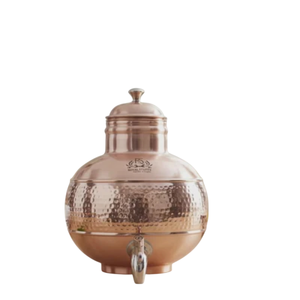 Distributeur d'eau en cuivre pur martelé 5L avec support et verre, réservoir de stockage d'eau ayurvédique artisanal avec joint en laiton anti-fuite - Product Image 2