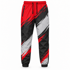 Ensemble survêtement streetwear personnalisé en nylon avec veste zippée et pantalon de survêtement patchwork pour la vente en gros - Product Image 4