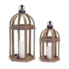 Farol de madera envejecida con portavelas para decoración vintage del hogar, centro de mesa para bodas, fiestas en el jardín y festivales - Product Image 2